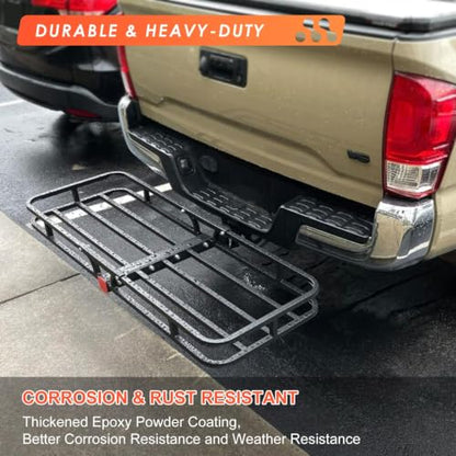 Hitch Mount Cargo Carrier Rack Basket 53"*19"*5"+Waterproof Bag 9 Cu.Ft (53"x19"x5")