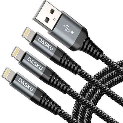 iPhone Charging Cable [MFi Certified] Long USB A Lightning Cable 10FT 3Pack (10FT / USB A / Black)