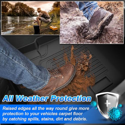 Floor Mats Fits for Ford Ranger 2019 2020 2021 2022 2023 Accessories All Weather Floor Mat for Ranger Super Crew Floor Liner Heavy Duty Black