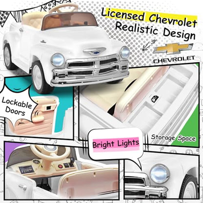 12V Kids Ride on Car Licensed Chevrolet 3100 (12v White)