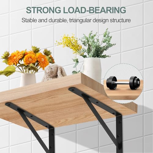 24 Pack L11 x H 8" Black Heavy Duty Shelf Brackets with Screws Metal Shelf Brackets Shelf Support Angle Brackets for Shelves L Brackets Heavy Duty Floating Shelf (24 Pack-Black / 11''x8'')