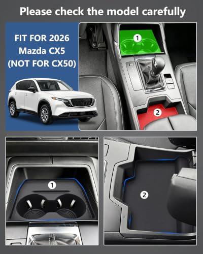 Cup Holder Insert & Wireless Charging Mat for 2026 Mazda CX5 Accessories (For 2026 Mazda CX5)