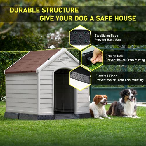 Large Dog House (Brown / 38.8"L x 35"W x 37.4"H)