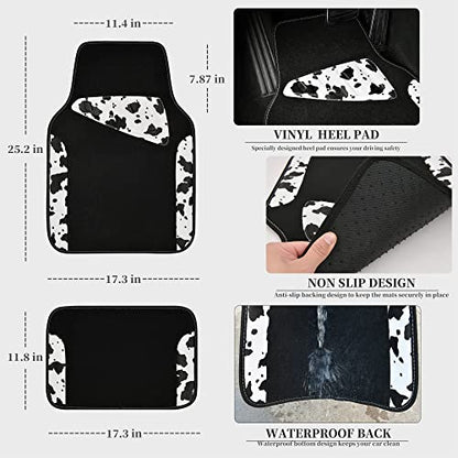 Waterproof Universal Fit Car Floor Mats (Cow Print)
