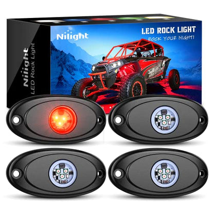 4PCS Red LED Rock Lights Underglow Wheel Well Pods (Red / 4Pcs Pods)