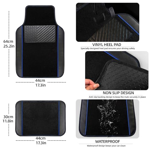 10 Pcs Car Floor Mats Full Set Car Accessories (Car Floor Mats Set / Blue Line)