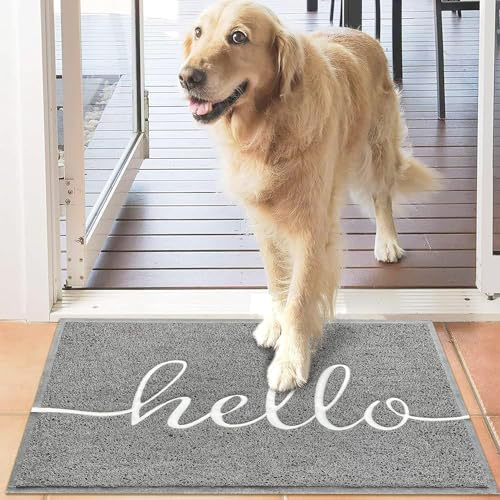Door Mat Outside Inside Hello Doormat (3' x 2' / Grey Hello)
