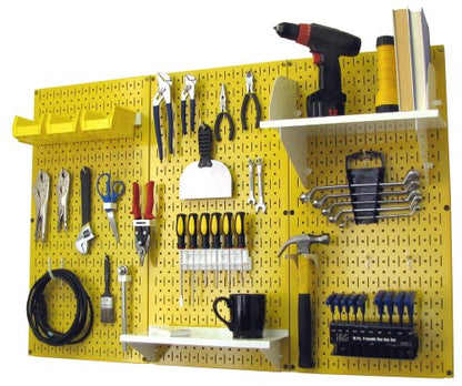Pegboard Organizer 4 ft. Metal Pegboard Standard Tool Storage Kit with Yellow Toolboard and White Accessories (Yellow Pegboard with White Accessories)