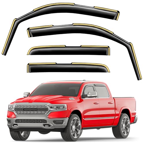 Window Visors Rain Guards for Dodge RAM 1500 Crew Cab 2019 (Fit for 2019-2026 Dodge Ram 1500 Crew Cab)