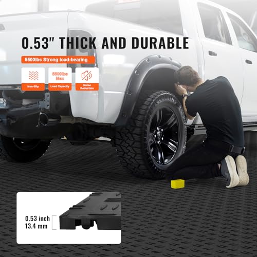 Garage Floor Tiles 12 x 12 x 0.53 inch (25 Pack Tile / Black)
