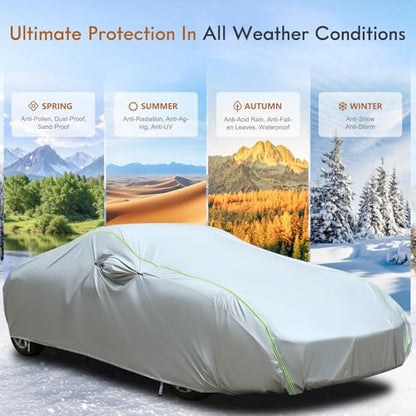 Light Shell Sport Car Cover Waterproof All Weather Fit for 167 (Silver / CS：for Coupe(Lenght 167"-172" ))