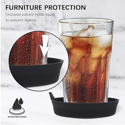 Car Cup Coaster Universal Automotive Waterproof Non (Black Flower Solid / 2 Pack)