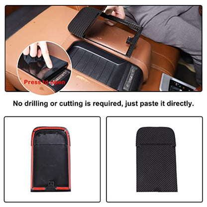 Car Armrest Hidden Storage Box Compatible with Toyota Tundra 2014 (Carbon Fiber Pattern)