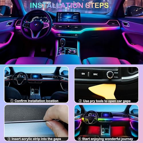 Acrylic Interior Car LED Strip Lights (10 Pieces)