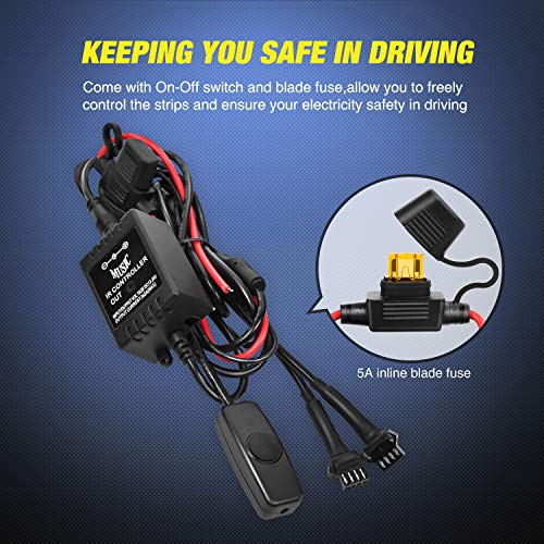TL 31 2PCS 60Inch RGB Truck Bed Light Strip Kit 180 LED RF Remote Control with On Off Switch Blade Fuse 2Way Splitter Extension Cable for Cargo Pickup Truck SUV RV Boat (2Pcs 60Inch RGB Bed Strip w/Remote)