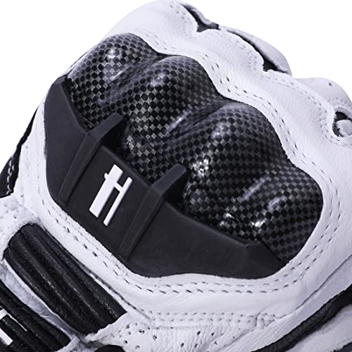 Unisex Leather Motorcycle Touch Gloves KM045 White (XX-Large / White/Black)