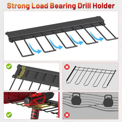 Power Tool Organizer Wall Mount with Charging Station (Red,Black / 4 Layer)