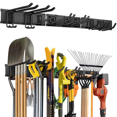 Garage Tool Organizer Wall Mount (48" 3 Panels & 8 Hooks)