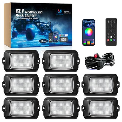 Q1 RGBW 8 Pod Rock Lights for Trucks with App & Remote Control (Rgbw 8 pods)