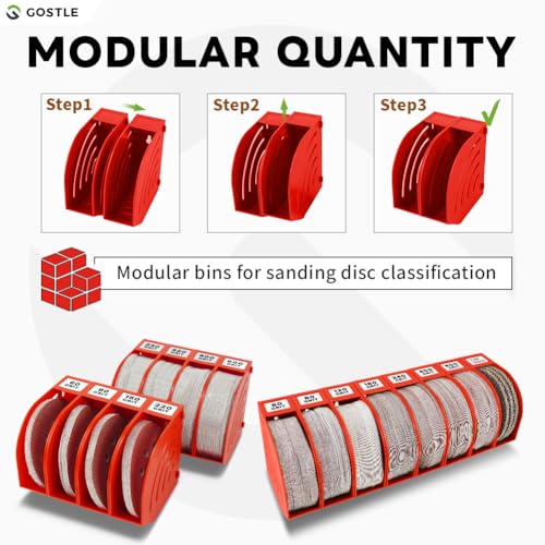 5 Inch Professional Sanding Discs Storage Bins (8 bins / Red)