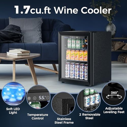68 Cans Beverage Refrigerator Cooler (Black)