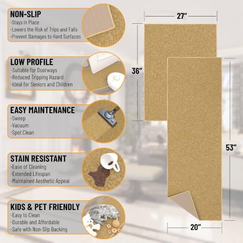 Kitchen Rug Set of 2 (Solid Beige)