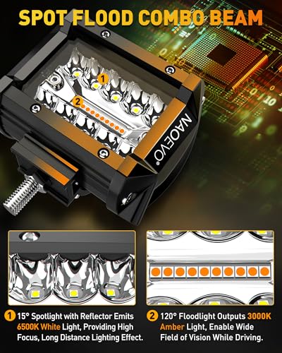4 Inch LED Pod Lights (White&Amber 6Modes)
