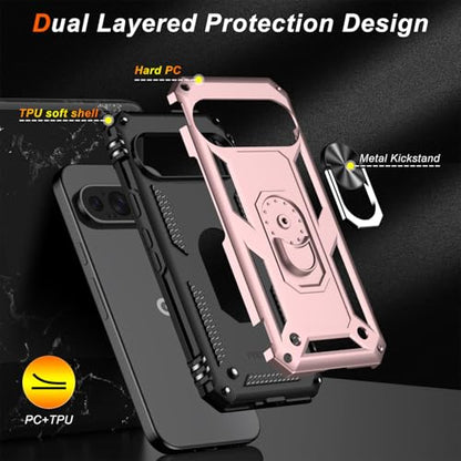 for Google Pixel 9 Pro XL Case with Screen Protector (Rose Gold / Google Pixel 9 Pro XL)