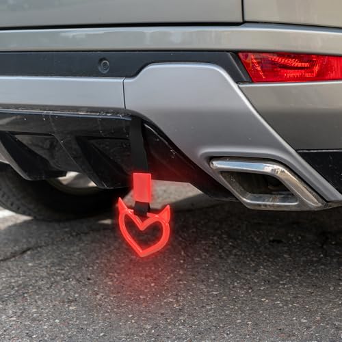 2 Pcs Devil Heart Shaped Car Handle Strap (Luminous Red)