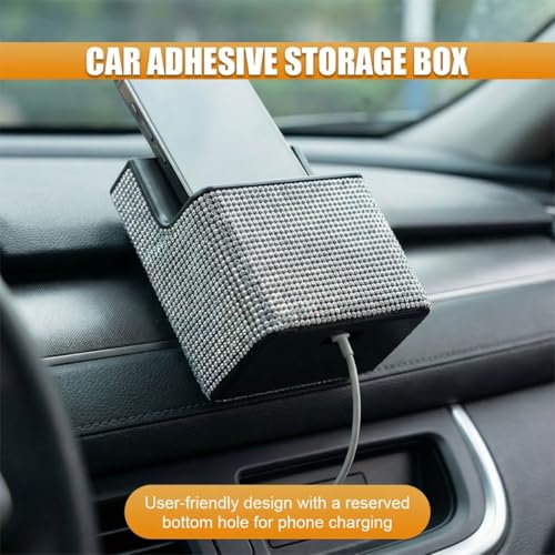 Bling Car Dashboard Storage Box (White)
