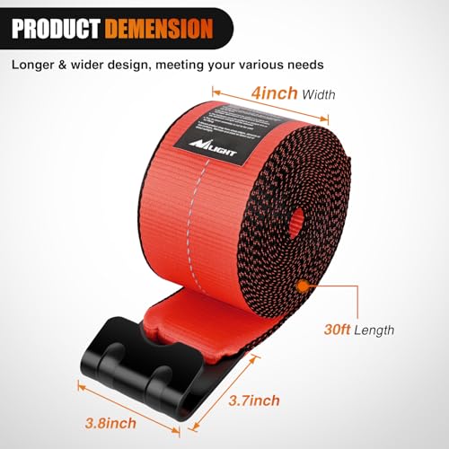 Truck Straps 4" x 30' Heavy Duty Tie Down with Flat Hooks (10Pcs 4in x 30ft Truck Straps Red)