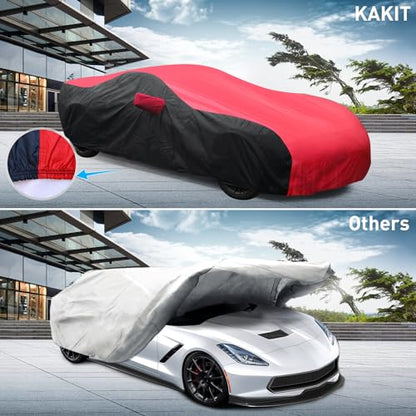 Waterproof Car Cover Custom for Chevy Corvette 2014 (Red Black / Corvette C7)