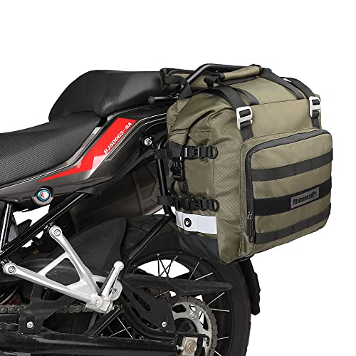 Motorcycle Saddlebag Waterproof Motor Luggage Pack Quick Release Motorbike Side Bag 20L Fits Most Adventure and Sports Bike Motorcycle Racks (Green 20L / Green 20L)