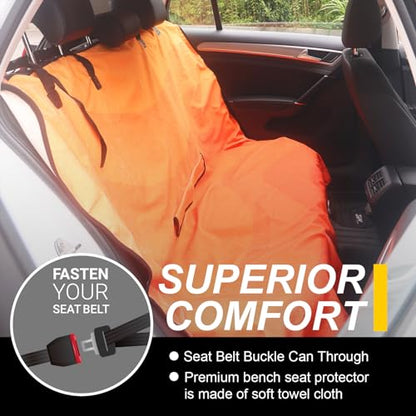 Back Seat Cover for Car Trucks Van SUV Jeep (Rear Bench Seat Towel / Orange)