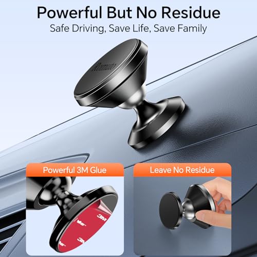 2 Pack 】 Magnetic Phone Holder for Car Dashboard【Strong Magnet】iPhone Magnetic Phone Mount for Car Phone Holder 【4 Metal Plate】Cell Phone Holders for Your Car Mount for iPhone 17 Pro Max Air 16 15 (Black)