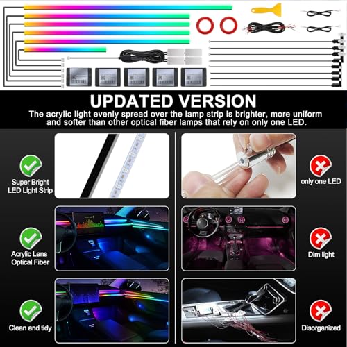 Dreamcolor Acrylic Interior Car LED Strip Light with Wireless APP (Dreamcolor 18 in 1)