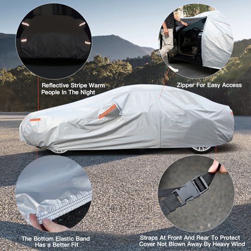 6 Layers Waterproof Car Cover for Honda Accord Sedan (LM-Silver / 33. Custom Fit Honda Accord)