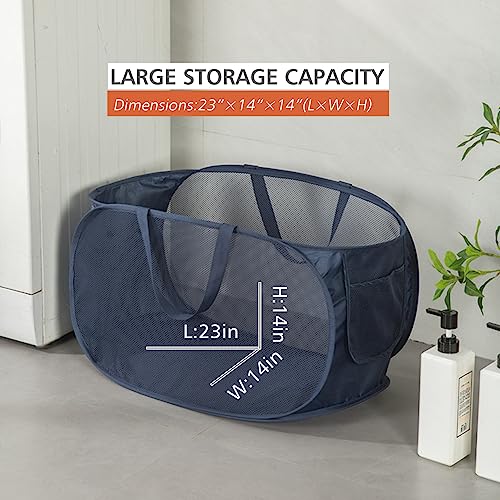 Sturdy Mesh Laundry Hamper Basket Bag (Black / Pop Horizontal)