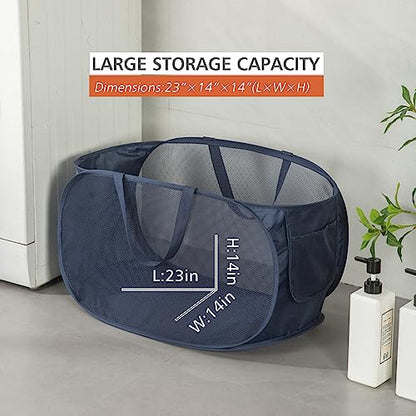 Sturdy Mesh Laundry Hamper Basket Bag (Black / Pop Horizontal)