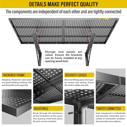 2Pack 2x3ft Adjustable Metal Garage Wall Shelving Heavy Duty Garage Storage Shelf Wall Mounted Black (2x3ft-2Pack / Black)