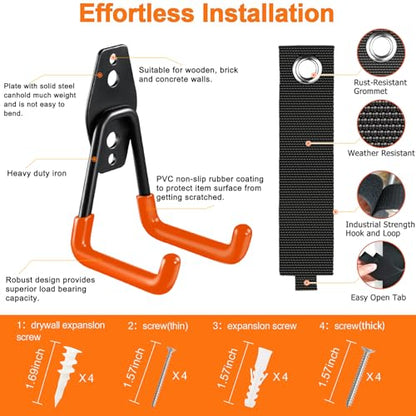 Garage Hooks Heavy Duty (7.7inch U Hook / Orange Large U Hook)