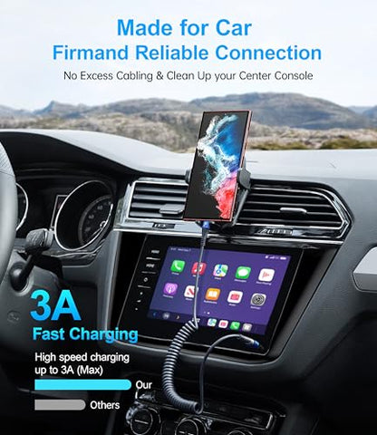 USB C Cable 100W 3FT Coiled USB C to USB C Charger Cable for Car (3FT / USB C to USB C / Blue)