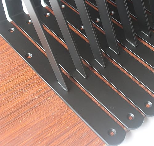 40 Pack L14 x H 10" Black Heavy Duty Shelf Brackets with Screws Metal Shelf Brackets Shelf Support Angle Brackets for Shelves L Brackets Heavy Duty Floating Shelf (40 Pack-Black / 14''x10'')