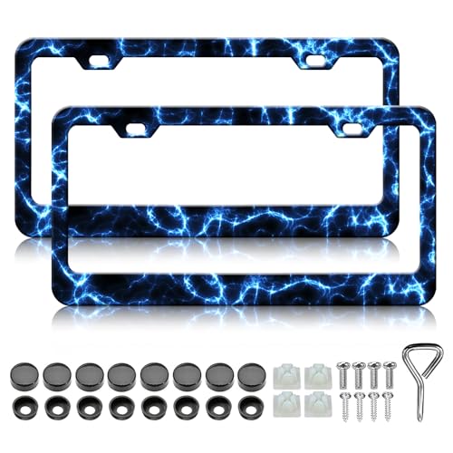Blue Lightning License Plate Frames (Cool Thunder)