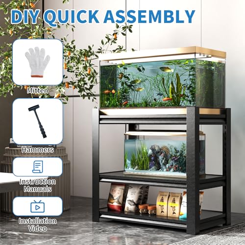 3 Tier Metal Shelving Unit (Black / T3-YH01-01(17.99''D*33.98''W*31.5''H))