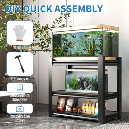 3 Tier Metal Shelving Unit (Black / T3-YH01-01(17.99''D*33.98''W*31.5''H))