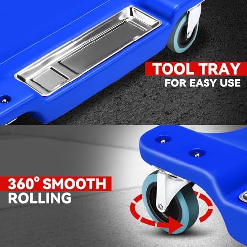 40 in Low Profile Car Rolling Mechanic Creeper (Blue / 40" L (w/LED Light))