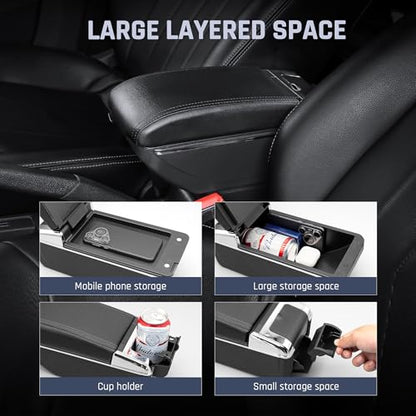 Car Armrest Box for Honda Fit Jazz Hatchback 2009 (NO USB Ports / Black Thread)