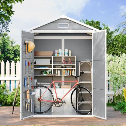 6x3 FT Resin Storage Shed with Floor Included (Gray)