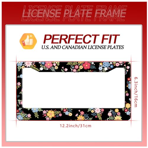 Beautiful Colorful Flowers Stainless Steel License Plate Frame for US Cars (Colorful hibiscus)